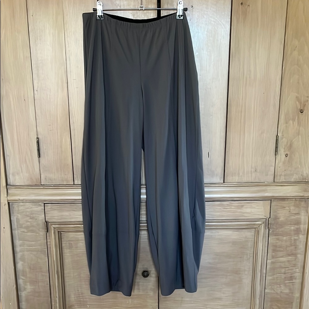 Charcoal Gray Wide Leg Trousers with Pleats